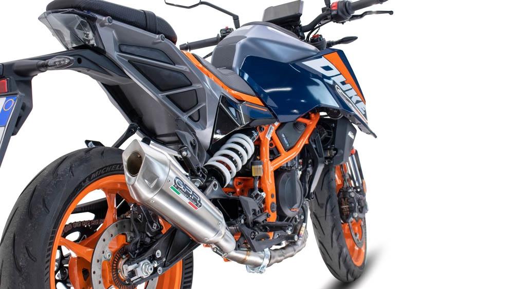 Escape compatível com Ktm Duke 390 2024-2025, GP-Revo Titanium, Escape legal, homologado, silenciador com db killer removível e tubo de ligação específico 