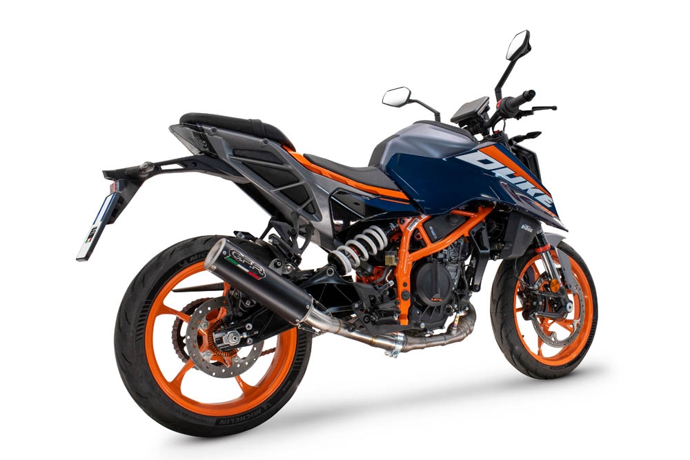 Escape compatível com Ktm Duke 200 2024-2025, M3 Black Titanium, Escape legal, homologado, silenciador com db killer removível e tubo de ligação específico 