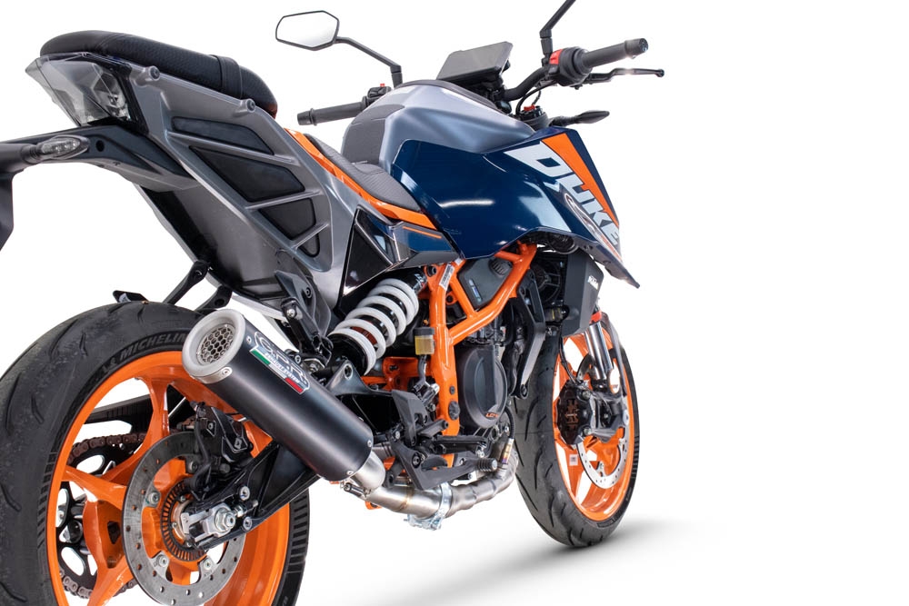 Escape compatível com Ktm Duke 200 2024-2025, M3 Black Titanium, Escape legal, homologado, silenciador com db killer removível e tubo de ligação específico 