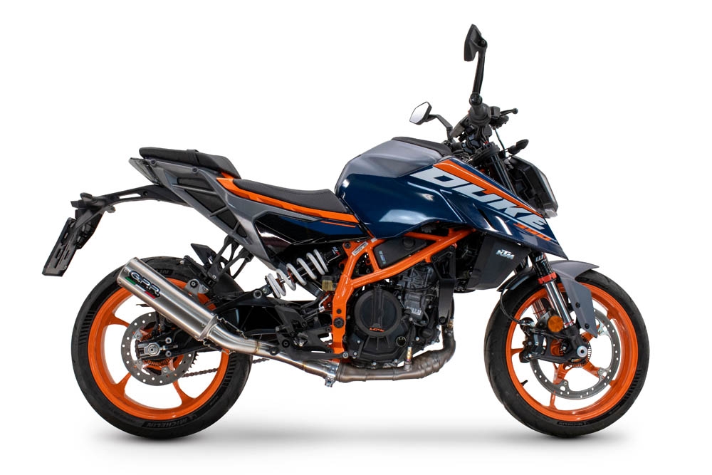 Escape compatível com Ktm Duke 250 2024-2025, M3 Inox , Escape legal, homologado, silenciador com db killer removível e tubo de ligação específico 