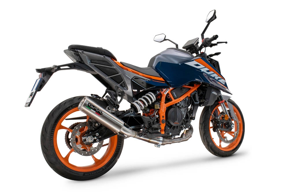 Escape compatível com Ktm Duke 250 2024-2025, M3 Inox , Escape legal, homologado, silenciador com db killer removível e tubo de ligação específico 