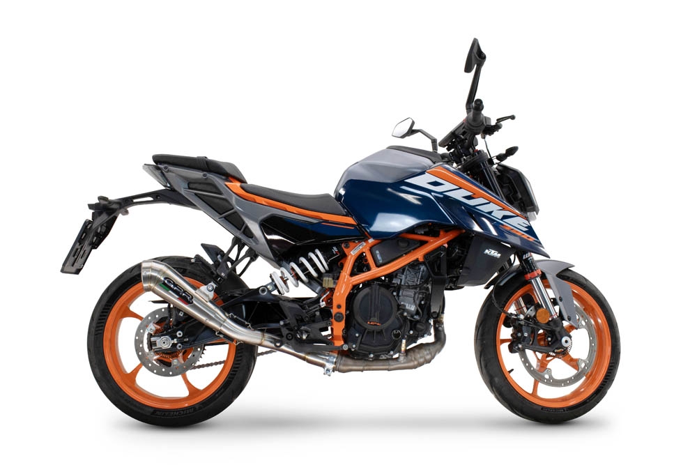 Escape compatível com Ktm Duke 250 2024-2025, Powercone Evo, Escape legal, homologado, silenciador com db killer removível e tubo de ligação específico 