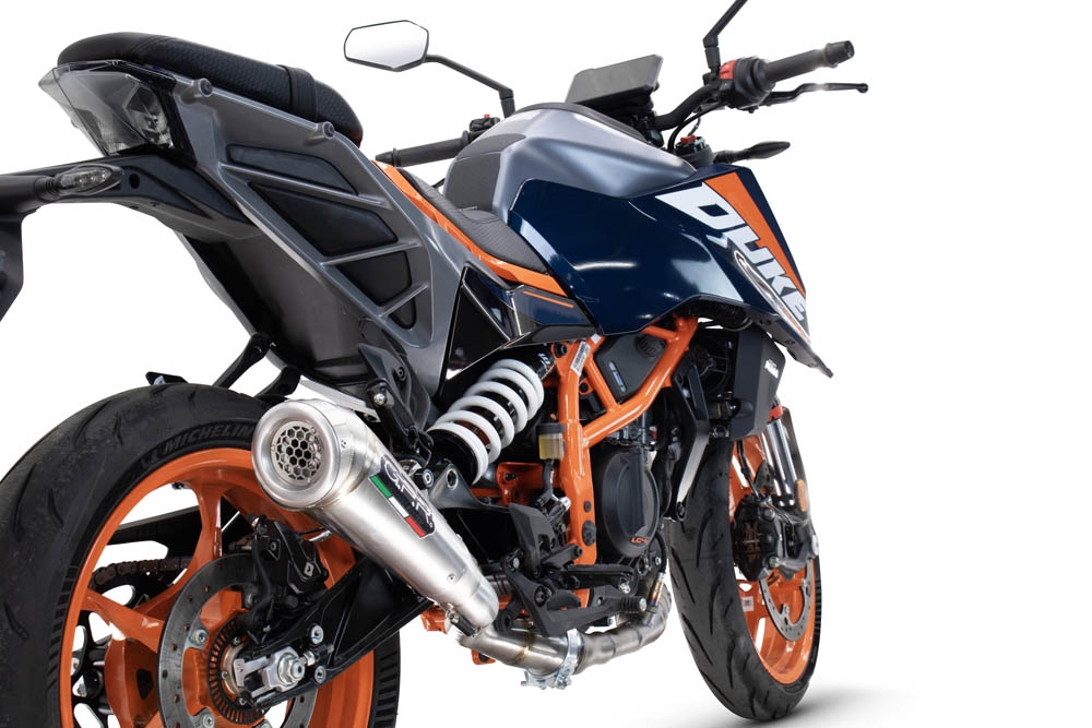Escape compatível com Ktm Duke 250 2024-2025, Powercone Evo, Escape legal, homologado, silenciador com db killer removível e tubo de ligação específico 