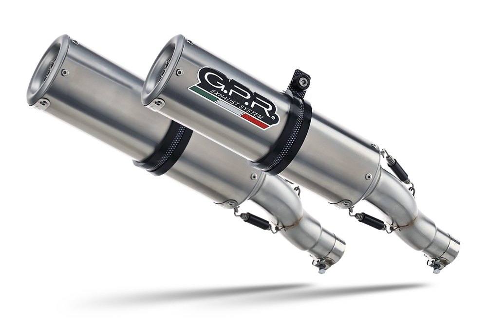 Escape compatível com Aprilia Shiver 900 2017-2020, M3 Inox , Par de silenciosos de escape homologadas, com db killer removível e tubos de ligação específicos 