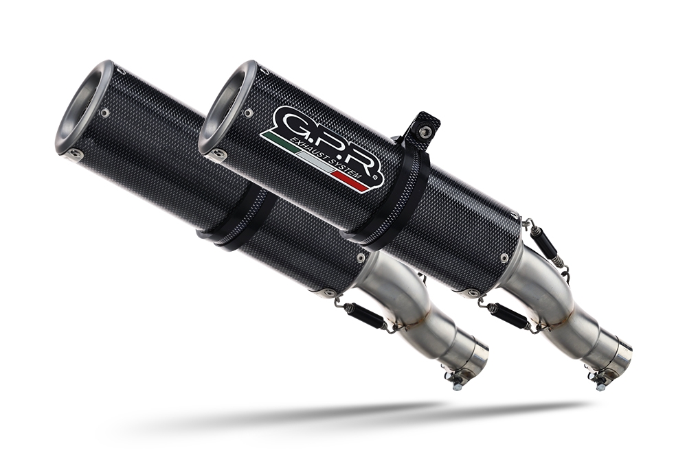 Escape compatível com Aprilia Shiver 900 2017-2020, M3 Poppy , Par de silenciosos de escape homologadas, com db killer removível e tubos de ligação específicos 