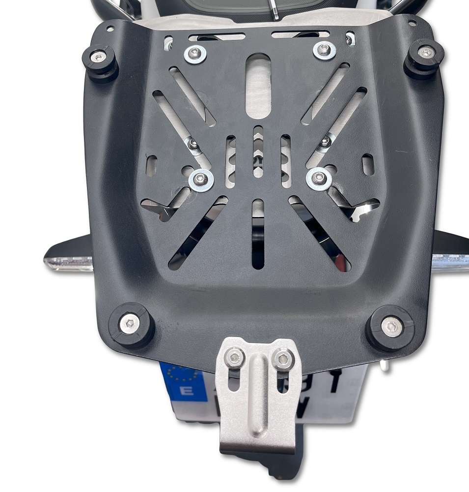GPR TECH compatível com Royal Enfield Himalayan 450 2024/2025 e5 Plus Placa de encaixe específica Top Case ALPITECH 35 LT compatível com bagageiro original, aço inox com 4 pontos de ancoragem