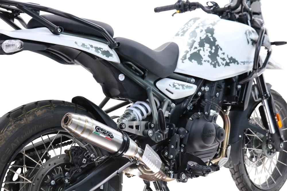 GPR escape compatível com  Royal Enfield Himalayan 450  2024-2025, Deeptone Inox, Escape legal, homologado, silenciador com db killer removível e tubo de ligação específico 