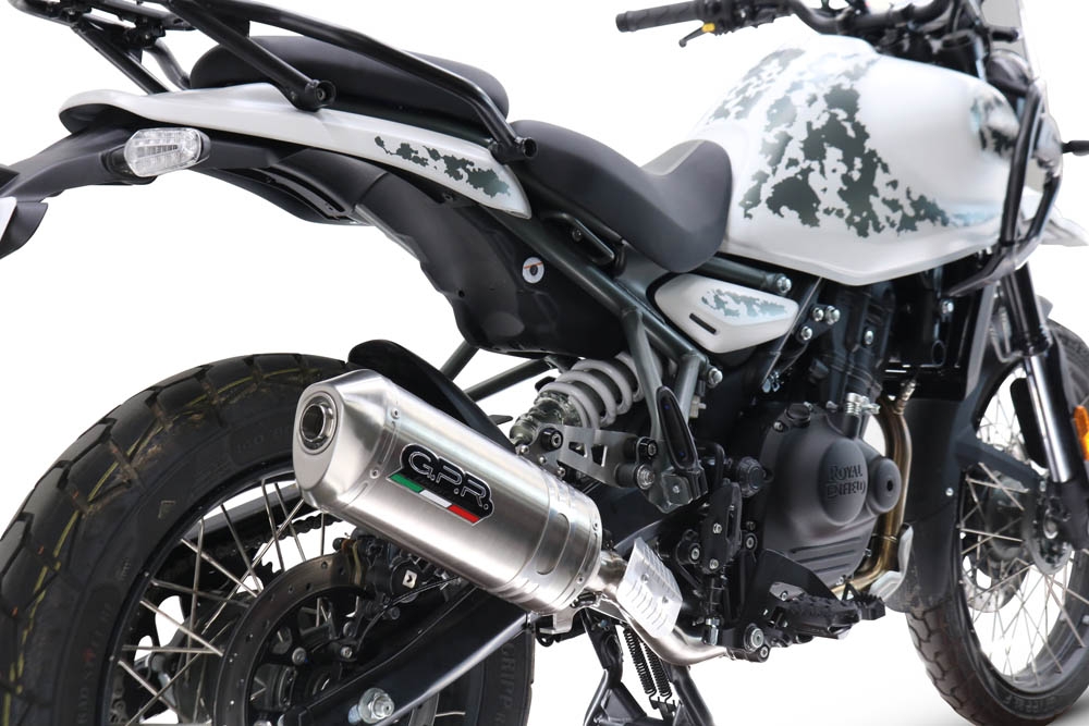 GPR escape compatível com  Royal Enfield Himalayan 450  2024-2025, Satinox, Escape legal, homologado, silenciador com db killer removível e tubo de ligação específico 