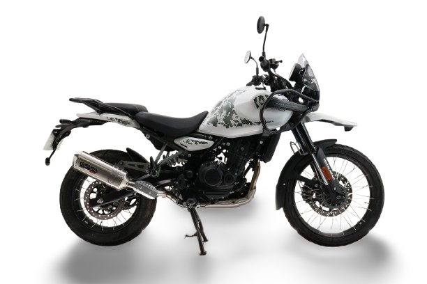 Escape compatível com Royal Enfield Himalayan 450 2024-2025, Satinox, Escape legal, homologado, silenciador com db killer removível e tubo de ligação específico 