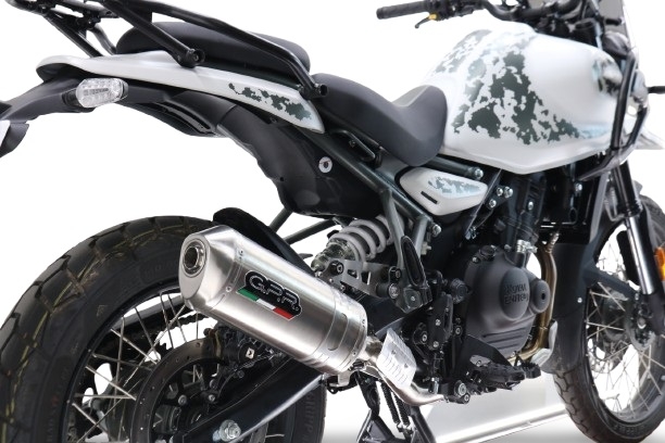 Escape compatível com Royal Enfield Himalayan 450 2024-2025, Satinox, Escape legal, homologado, silenciador com db killer removível e tubo de ligação específico 