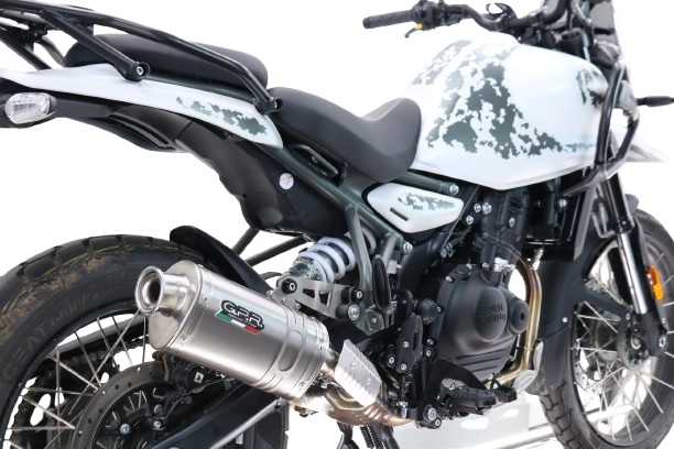 Escape compatível com Royal Enfield Guerrilla 450 2024-2025,Dune Triovale Titanio,Escape legal, homologado, silenciador com db killer removível e tubo de ligação específico 