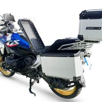 GPR TECH compatível com  BMW R 1300 GS Adventure 2023/2025 Kit tríptico fabricado em cor prata, com Top case 45 Lt + Side Cases 38 Lt + 38 Lt + suporte de rack geral cor prata Capacidade do baú superior 45 litros + capacidade dos baús laterais 38 litros +