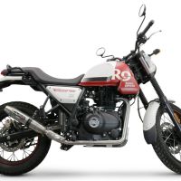 Escape compatível com Royal Enfield Scram 411 2022-2024, Deeptone Inox, Sistema racing Silencioso com tubo de ligação 