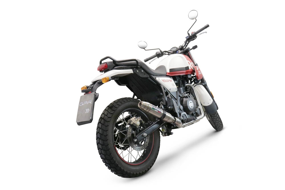 Escape compatível com Royal Enfield Scram 411 2022-2024, Deeptone Inox, Sistema racing Silencioso com tubo de ligação 
