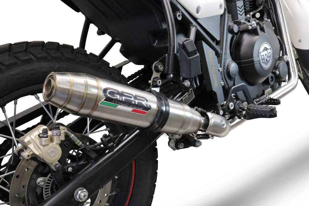 Escape compatível com Royal Enfield Scram 411 2022-2024, Deeptone Inox, Sistema racing Silencioso com tubo de ligação 
