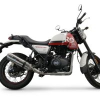 Escape compatível com Royal Enfield Scram 411 2022-2024, Satinox , Sistema homologado apenas para ruído, válido para mercados fora da UESilencioso com tubo de ligação 