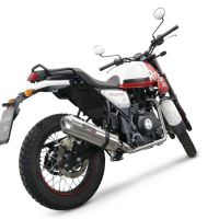 Escape compatível com Royal Enfield Scram 411 2022-2024, Satinox , Sistema homologado apenas para ruído, válido para mercados fora da UESilencioso com tubo de ligação 