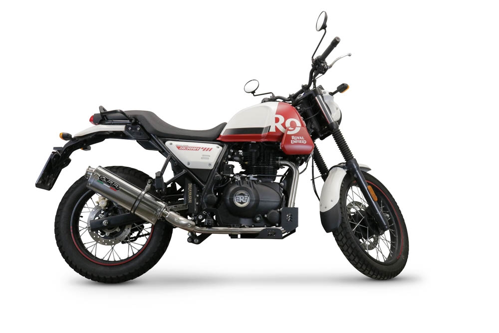 Escape compatível com Royal Enfield Scram 411 2022-2024, Trioval, Escape legal, homologado, silenciador com db killer removível e tubo de ligação 