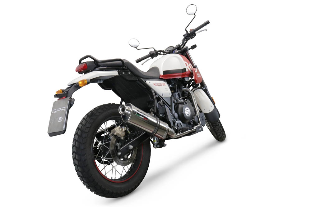 Escape compatível com Royal Enfield Scram 411 2022-2024, Trioval, Escape legal, homologado, silenciador com db killer removível e tubo de ligação 