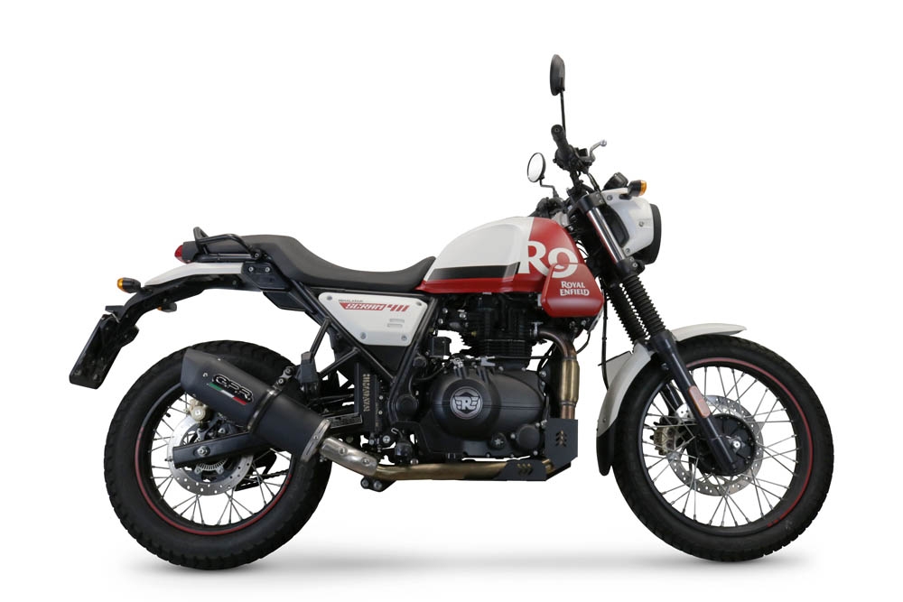 Escape compatível com Royal Enfield Scram 411 2022-2024, Furore Nero, Sistema homologado, catalisador original será eliminado Silencioso com tubo de ligação 