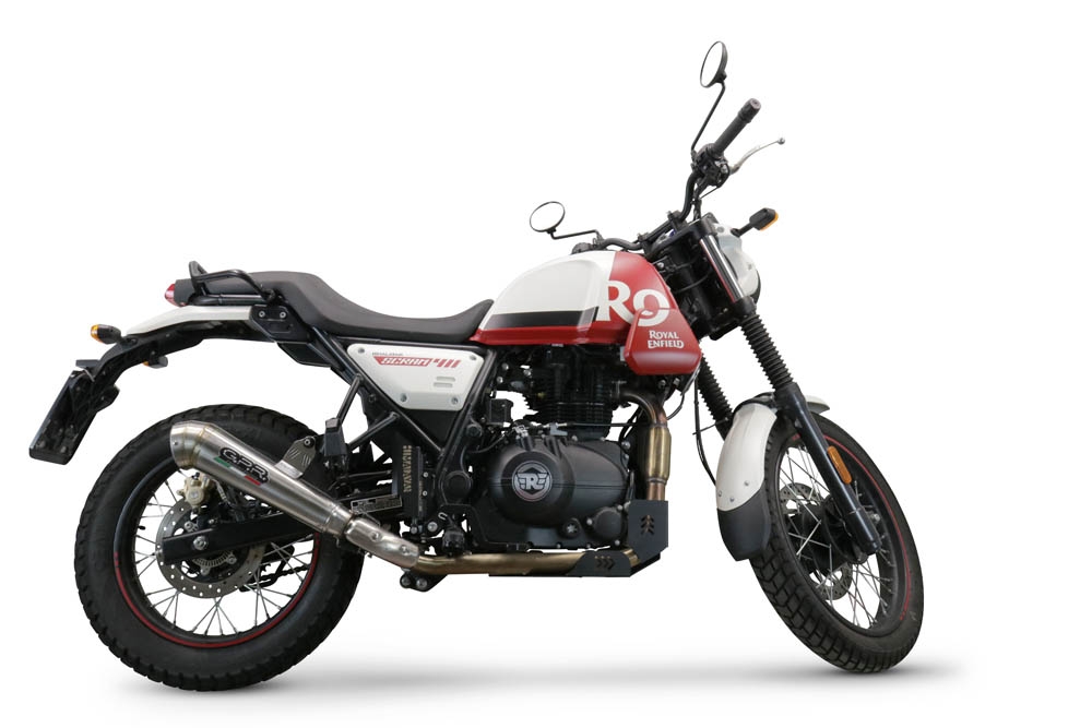 Escape compatível com Royal Enfield Scram 411 2022-2024, Powercone Evo, Sistema homologado, catalisador original será eliminado Silencioso com tubo de ligação 