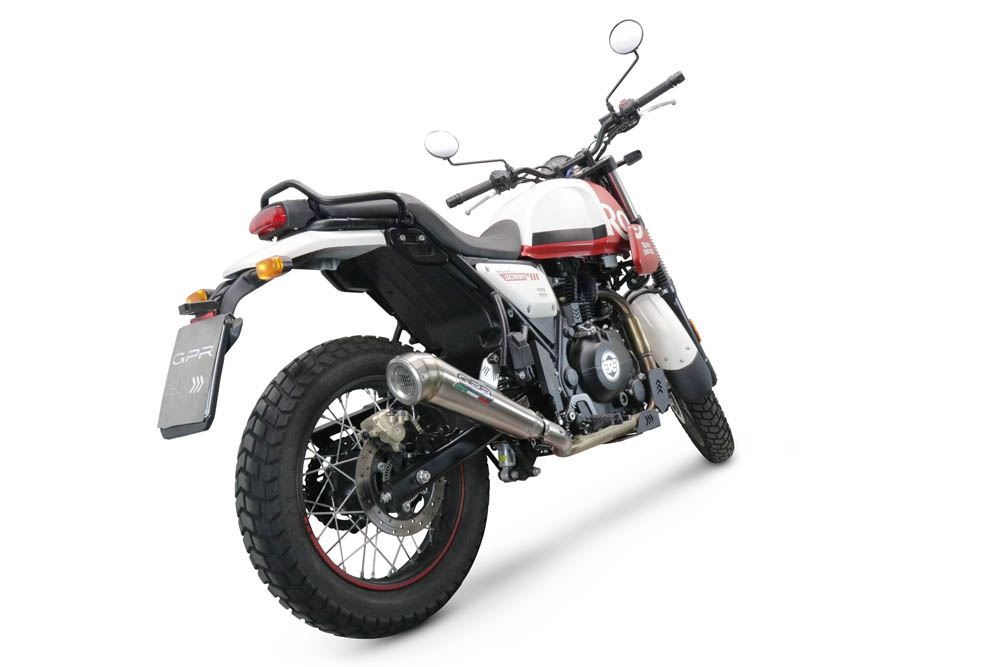Escape compatível com Royal Enfield Scram 411 2022-2024, Powercone Evo, Sistema homologado, catalisador original será eliminado Silencioso com tubo de ligação 