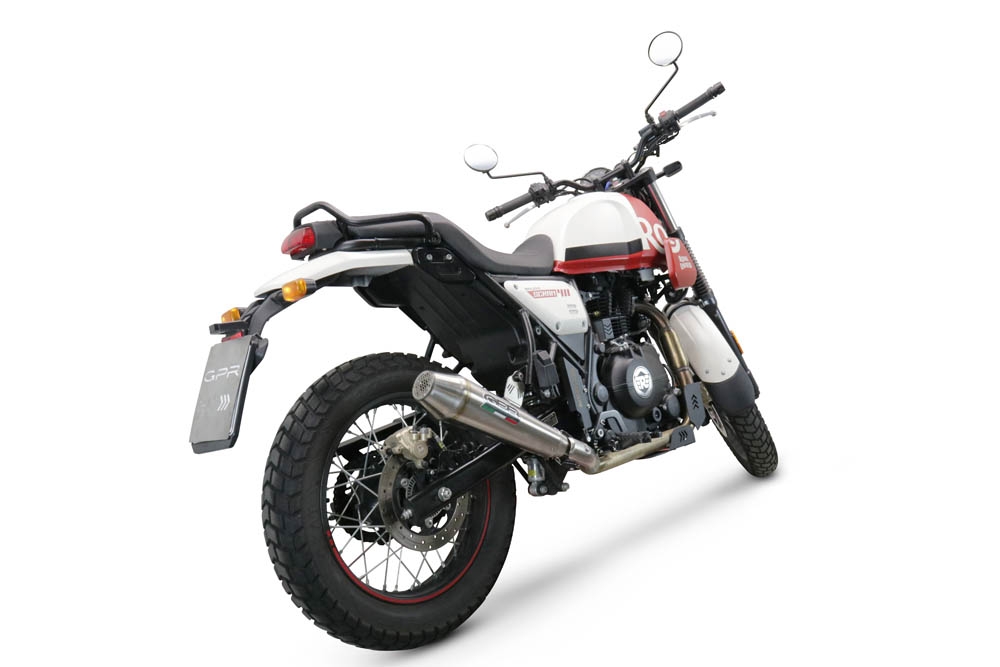 Escape compatível com Royal Enfield Scram 411 2022-2024, Vintacone, Sistema homologado, catalisador original será eliminado Silencioso com tubo de ligação 