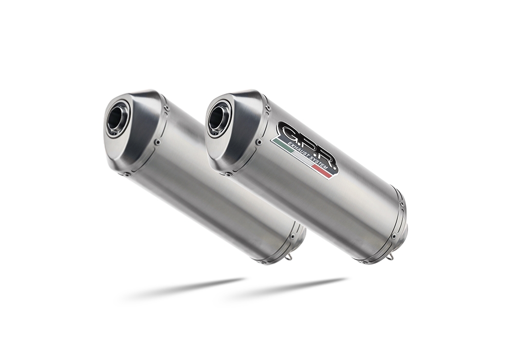 Escape compatível com Aprilia Pegaso Strada 650 2005-2011, Satinox, Par de silenciosos de escape homologadas, com db killer removível e tubos de ligação específicos 