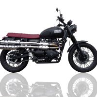 Escape compatível com Triumph Scrambler 900 2006-2014, Deeptone Inox, Par de silenciosos de escape homologadas, com db killer removível e tubos de ligação específicos 