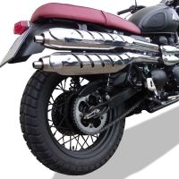 Escape compatível com Triumph Scrambler 900 2006-2014, Deeptone Inox, Par de silenciosos de escape homologadas, com db killer removível e tubos de ligação específicos 