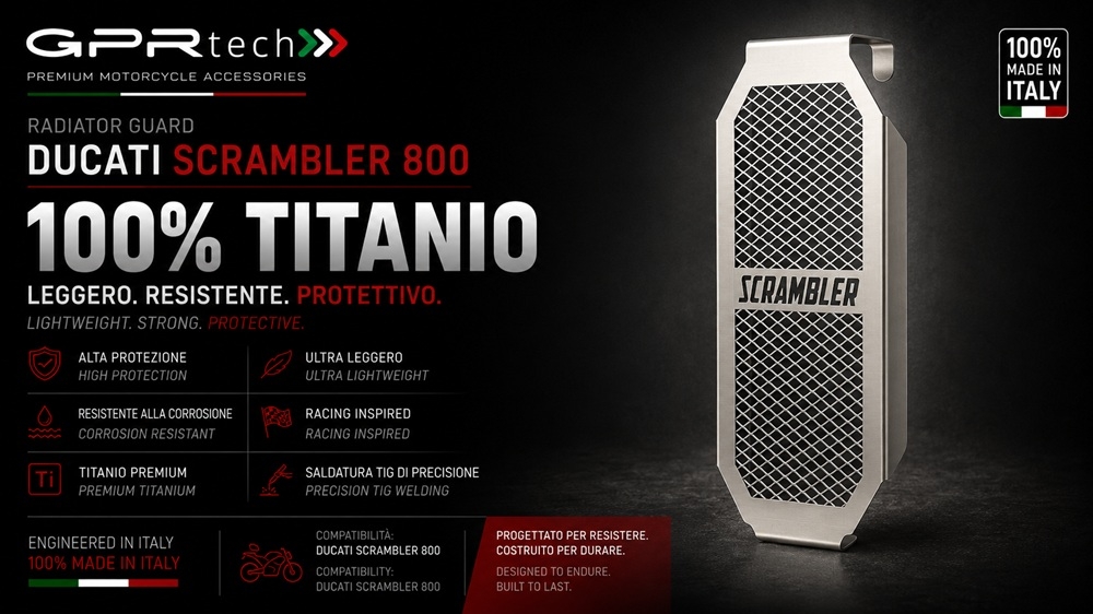 GPR TECH compatível com Ducati Scrambler 800 2017/2020 e4 Placa antiderrapante de titânio 