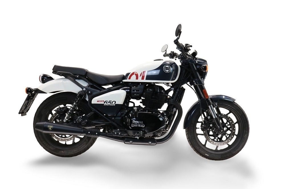 Escape compatível com Royal Enfield Shotgun 650 2024-2025, Ultracone Black, Escapamento racing, duplo silencioso, com tubos de conexão, artigo sem homologação 