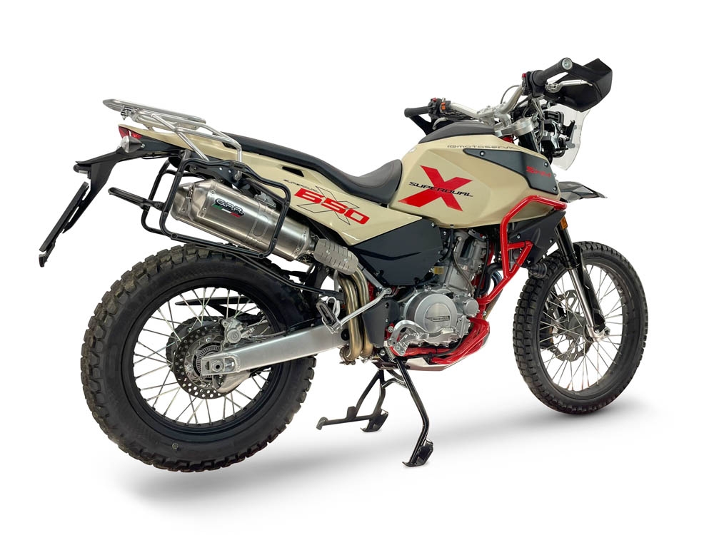 GPR escape compatível com Swm Motorcycles Superdual 600 T 2023-2024, Satinox , Par de silenciosos de escape homologadas, com db killer removível e tubos de ligação específicos 