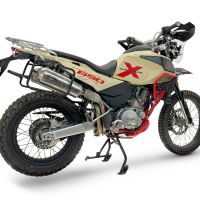 GPR escape compatível com Swm Motorcycles Superdual 600 T 2023-2024, Satinox , Par de silenciosos de escape homologadas, com db killer removível e tubos de ligação específicos 