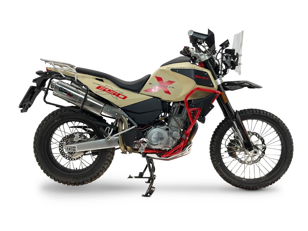 GPR escape compatível com Swm Motorcycles Superdual 600 T 2023-2024, Trioval, Par de silenciosos de escape homologadas, com db killer removível e tubos de ligação específicos 