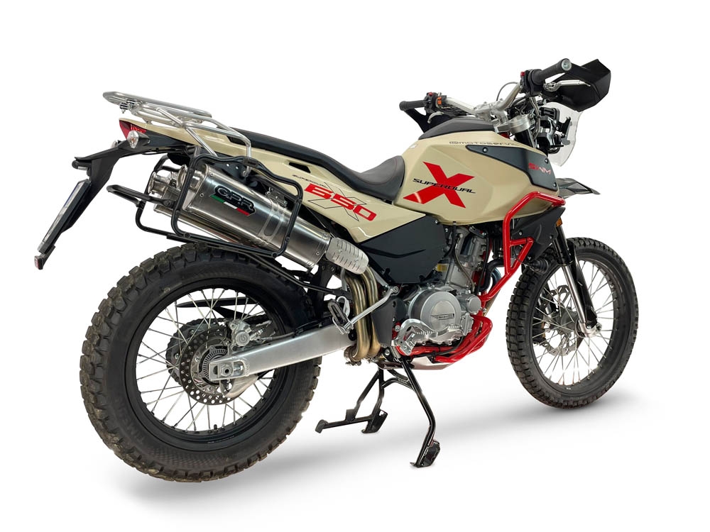 GPR escape compatível com Swm Motorcycles Superdual 600 T 2023-2024, Trioval, Par de silenciosos de escape homologadas, com db killer removível e tubos de ligação específicos 