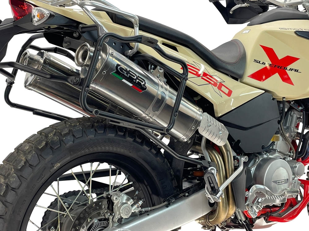 GPR escape compatível com Swm Motorcycles Superdual 600 T 2023-2024, Trioval, Par de silenciosos de escape homologadas, com db killer removível e tubos de ligação específicos 