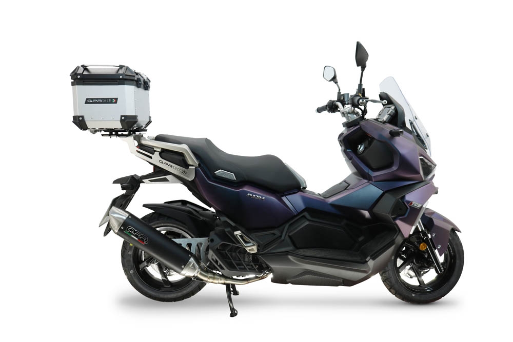 Top case maletas GPR TECH compatível com Sym ADX 125 2024/2026 e5 Plus Top Case Alpi-Tech em alumínio, cor prata com placa específica incluída Capacidade Litros 26