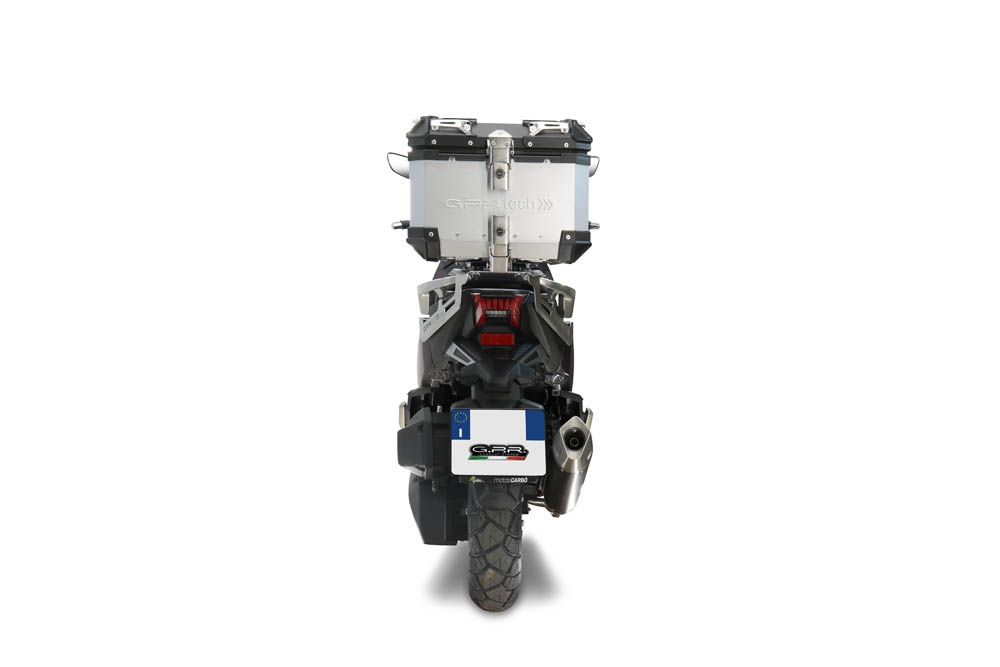 Top case maletas GPR TECH compatível com Sym ADX 125 2024/2026 e5 Plus Top Case Alpi-Tech em alumínio, cor prata com placa específica incluída Capacidade Litros 26