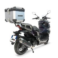 Top case maletas GPR TECH compatível com Sym ADX 125 2024/2026 e5 Plus Top Case Alpi-Tech em alumínio, cor prata com placa específica incluída Capacidade Litros 45