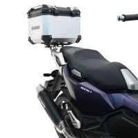 Top case maletas GPR TECH compatível com Sym ADX 125 2024/2026 e5 Plus Top Case Alpi-Tech em alumínio, cor prata com placa específica incluída Capacidade Litros 45