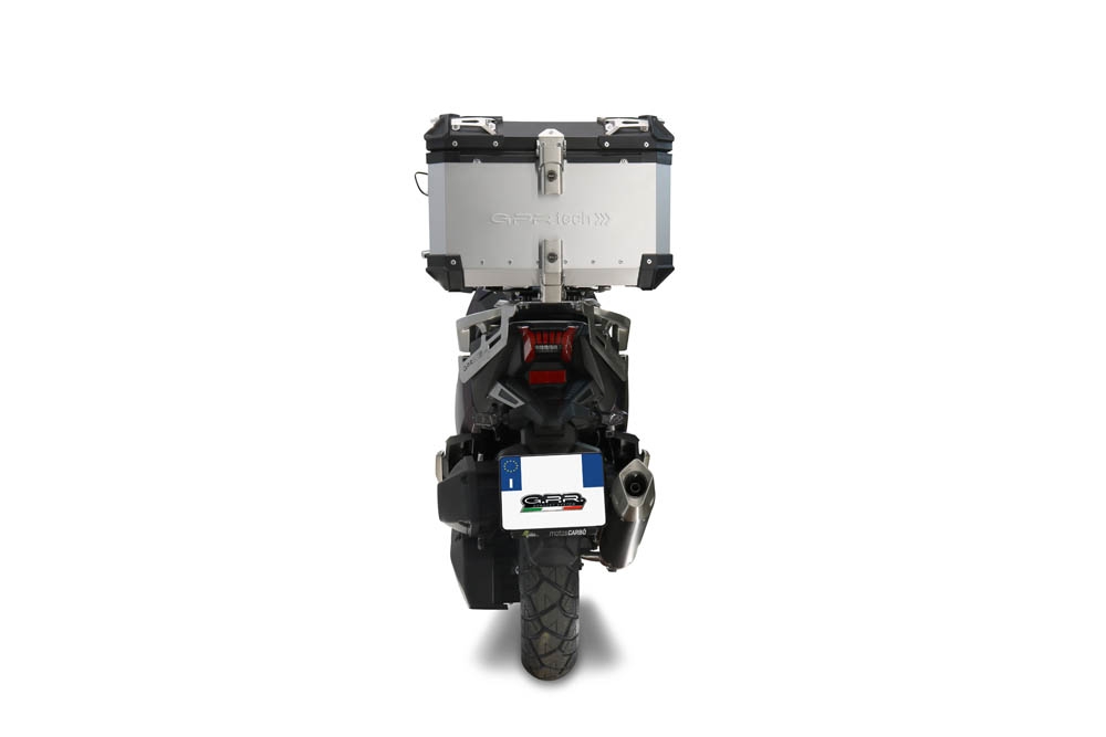 Top case maletas GPR TECH compatível com Sym ADX 125 2024/2026 e5 Plus Top Case Alpi-Tech em alumínio, cor prata com placa específica incluída Capacidade Litros 45