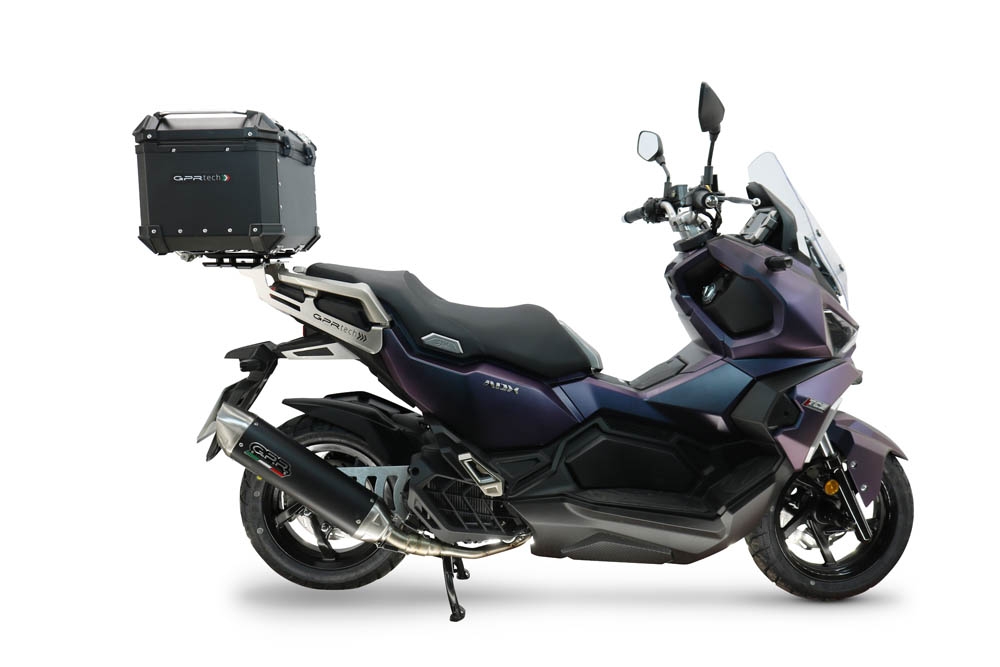 Top case maletas GPR TECH compatível com Sym ADX 125 2024/2026 e5 Plus Top Case Alpi-Tech em alumínio, cor preta com placa específica incluída Capacidade Litros 45