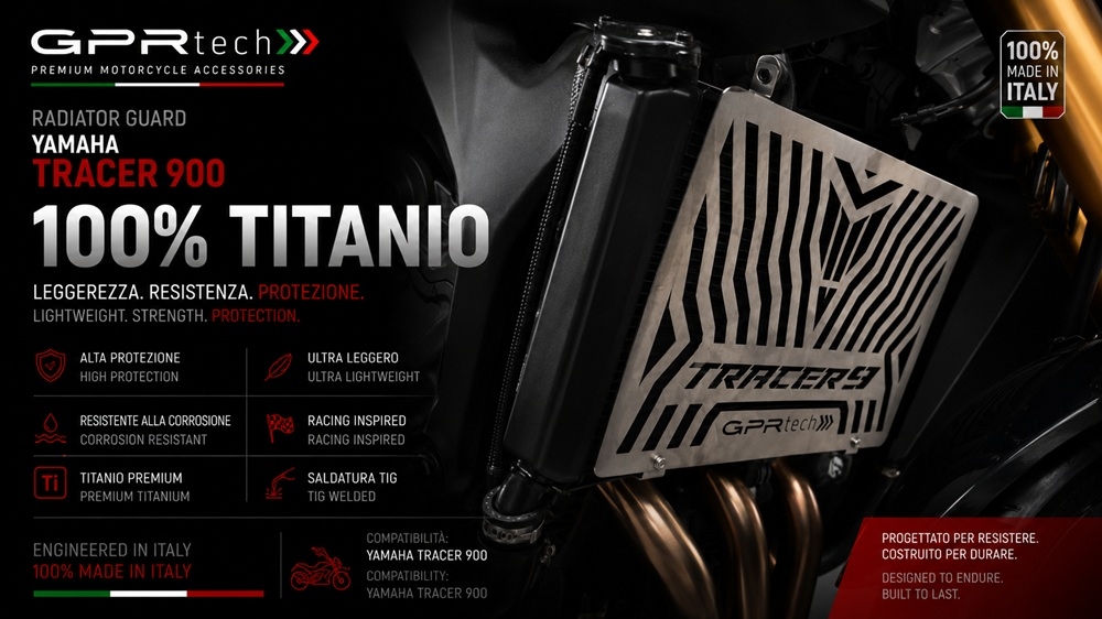 GPR TECH compatível com Yamaha Tracer 9 2021/2024 e5 Placa antiderrapante de titânio 