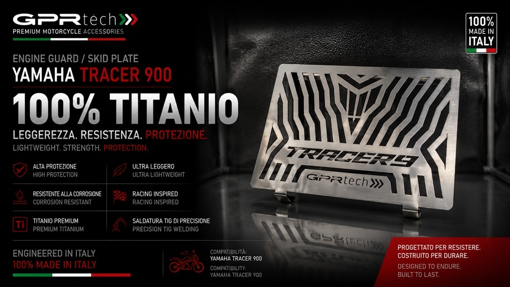 GPR TECH compatível com Yamaha Tracer 9 2021/2024 e5 Placa antiderrapante de titânio 