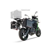GPR TECH compatível com  Kawasaki KLE 500 2026/2027 e5 plus Malas laterais em alumínio para a posição original do escape cor preta com porta-bagagem específico Capacidade 38 LT. + 38 LT.