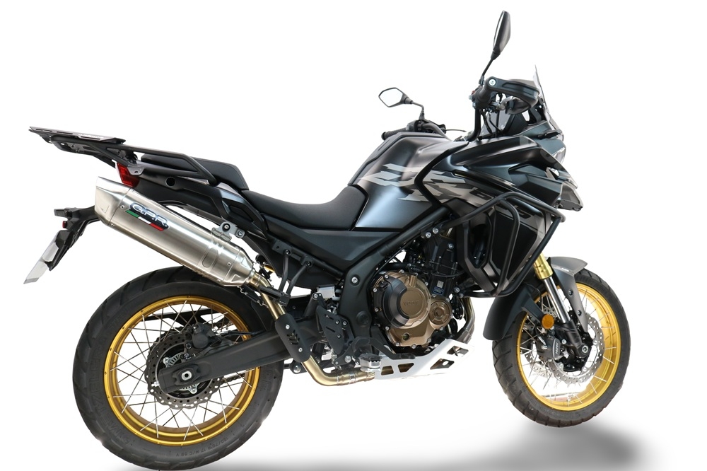 GPR escape compatível com  Voge 625DSX 2024-2025, Furore-X Acciaio Inox, Escape legal, homologado, silenciador com db killer removível e tubo de ligação específico 