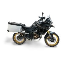 GPR TECH compatível com  Voge 625DSX 2024/2025 e5 Par de malas laterais em alumínio com o lado direito contornado, cor prata com porta-bagagem específico Capacidade 38 LT. + 32 LT.