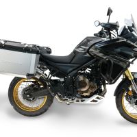 GPR TECH compatível com  Voge 625DSX 2024/2026 e5 Par de malas laterais em alumínio com o lado direito contornado, cor prata com porta-bagagem específico Capacidade 38 LT. + 32 LT.