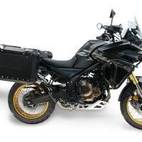 GPR TECH compatível com  Voge 625DSX 2024/2026 e5 Par de malas laterais em alumínio com o lado direito contornado, cor preta com porta-bagagem específico Capacidade 38 LT. + 32 LT.